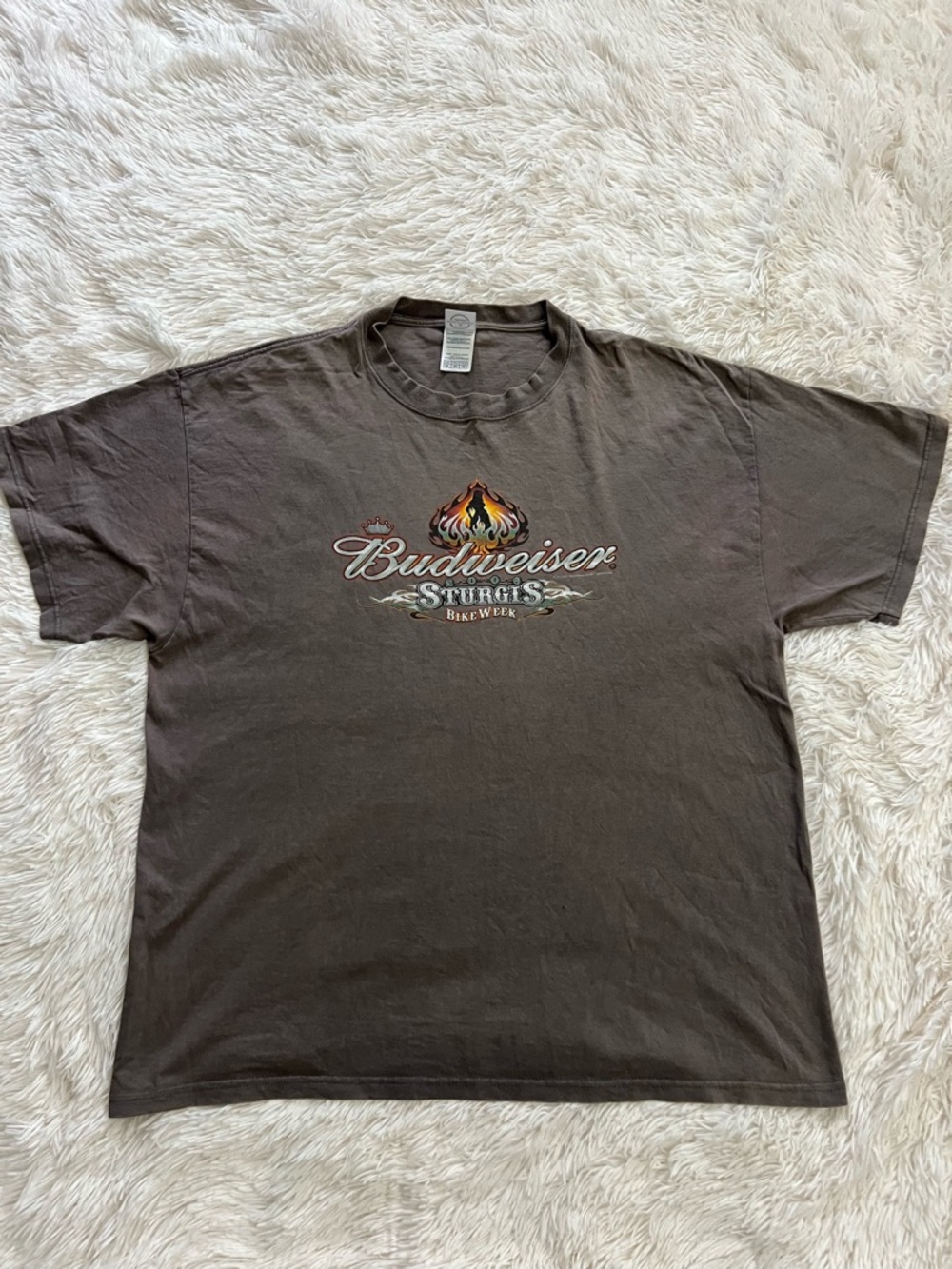Vintage Y2K Budweiser Brown Sturgis Graphic Short Sleeve Tee/A158